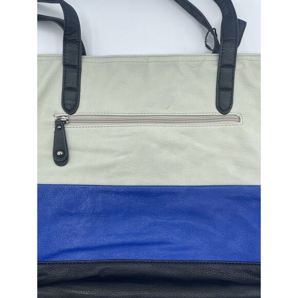 CLARKS Women's Over the Shoulder Tri-Color Laptop Tote - Cream, Blue, Black - Picture 11 of 16